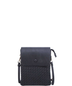 Woven Design Crossbody Bag WU113 BLACK